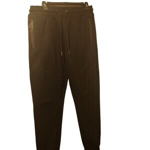 M. Society Joggers Men's XL Black Drawstring Front Zippered Pockets